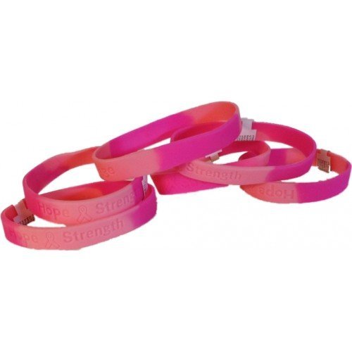 12-Pack Pink Ribbon Camouflage Breast Cancer Awareness Bracelets