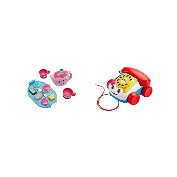 Fisher-Price-DYM76-Laugh-and-Learn-Sweet-Manners-Tea-Playset-FGW66-Chatter-Telephone-Toddler-Pull-Along-Toy-Phone-with-Numbers-and-Sounds-for-1-Year-Old Fisher-Price Laugh & Learn Sweet Manners Tea Set, interactive toddler role-play toy with Smart Stages learning content…
