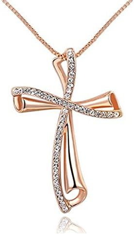 Rose Gold Oblique Cross Necklace