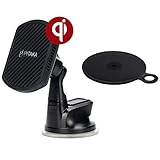 PITAKA New Magnetic Wireless Charging Windshield Car Mount[Suction Cup MagEZ Mount Qi]-Premium Luxury 360 Degree Rotation Fast Charge Suction Cup Phone Holder for Qi Smartphones