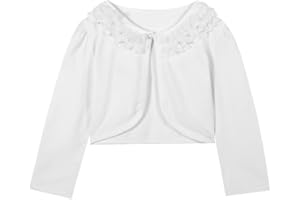 ZHUANNIAN Girls Bolero Shrug 3/4 Sleeve Cardigan Lace Beaded Dress Cover Up