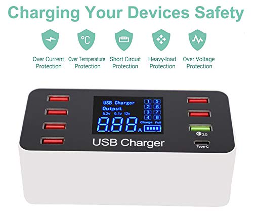 Multi USB 8-Port Smart Fast Desktop Hub Wall Charger Charging Station Quick Charge 3.0 USB Type C Po - //coolthings.us
