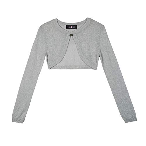 Amy Byer Girls' Long Sleeve Shrug Cardigan, New Silver, M