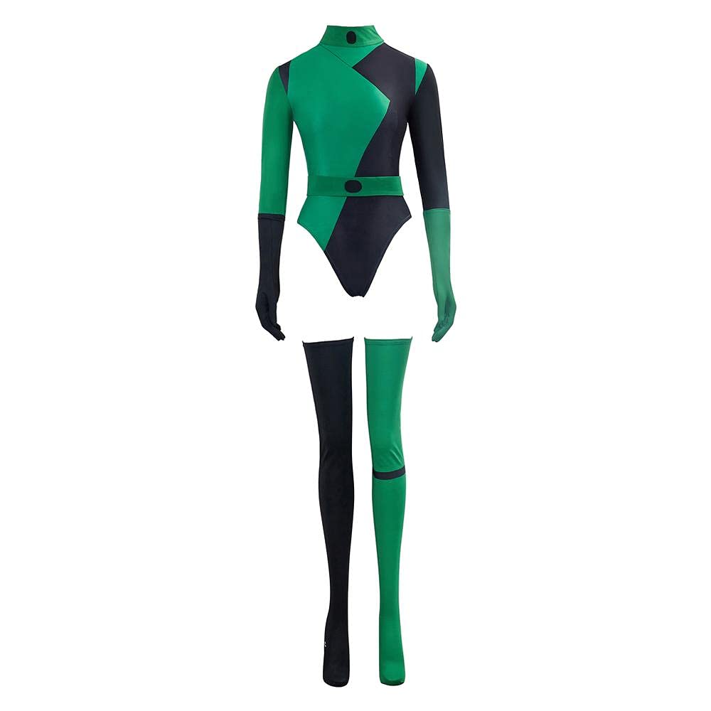 Photo 1 of ***MISSING ACCESSORY PIECES *** BYHai Shego Cosplay Costume Jumpsuit Shego Halloween Costume Sexy Bodysuit Super Villain Costumes for Adults Women L Green