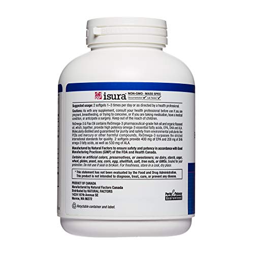 Natural Factors, RxOmega3 & Flax Oil, Supports Cardiovascular Health with Omega3 DHA and EPA