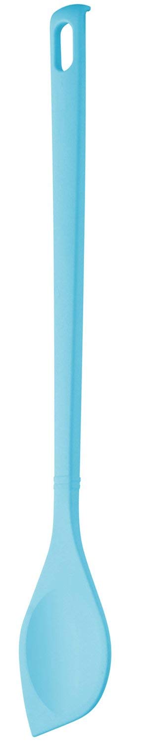 FACKELMANN Sky Tropical Pointed Spoon with Stop Function, Dishwasher Safe, Suitable for Coated Pots/Pans Heat Resistant up to 270 °C, Made in Germany, Blue, Plastic, Approx. 30 cm