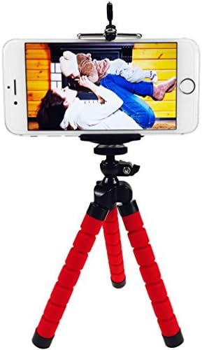 Maxkonge Cell Phone Tripod Stand Flexible Camera Tripod with Adjustable Phone Tripod Holder Soft Sponge Protective Portable Light Weight for Digital Camera Cell Phone (Red)