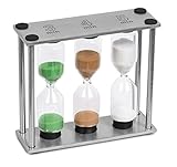 Internet’s Best Stainless Steel Sand Timer - 3, 4, 5 Minutes - Colorful Hourglass Sand Clock Timers Kitchen - 3 in 1 - Small - Green Brown White