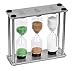 Internet’s Best Stainless Steel Sand Timer - 3, 4, 5 Minutes - Colorful Hourglass Sand Clock Timers Kitchen - 3 in 1 - Small - Green Brown White