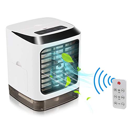 RNGfans Air Conditioner Fan with Remote Control, 3 in 1 Small Personal USB Air Cooler Mini Air Purifier Humidifier,Desk Fan Cooling with Portable Handle for Home Room Office