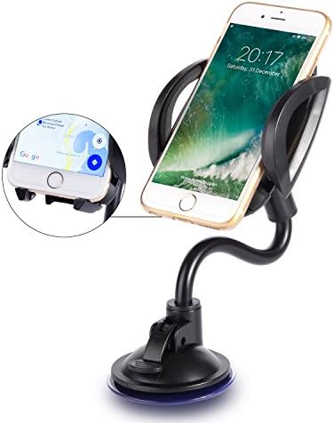 Okitry Cell Phone Holder for Car, Windshield and Dashboard Long Arm Car Mount with Release Button for iPhone 7 Plus 6s 6 Plus, Samsung Galaxy S8 Edge S7 S6 Note 5, LG, Nexus and More