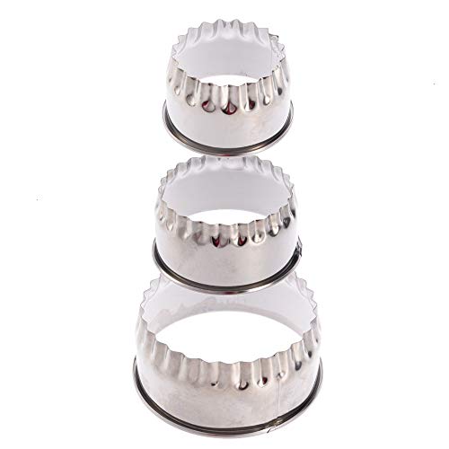 Cookie Cutters, 6 PCS Stainless Steel Cookie Cutters Biscuit Fluted Edge Round Cutters in Graduated Sizes Shape Molds Diameter 6cm 7cm 8.5cm