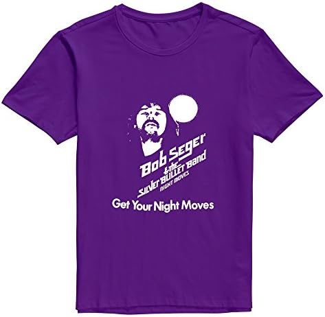 QZJKW Men's Bob Seger Short Sleeve Cool Design T-Shirt Purple US Size XL