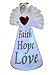 BANBERRY DESIGNS Faith Hope Love Angel - Frosted Glass LED Color Changing Praying Angel Statue Holding Red Heart