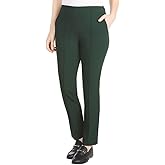 Hilary Radley Women's Ponte Pull-On Mid Rise Slim Leg Pants