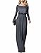 Lavi Beauty Celltronic Fashion Women Solid Plain Elegant Boat Neck Long Sleeve Evening Party Full Length Long Maxi Dress(Grey,L)
