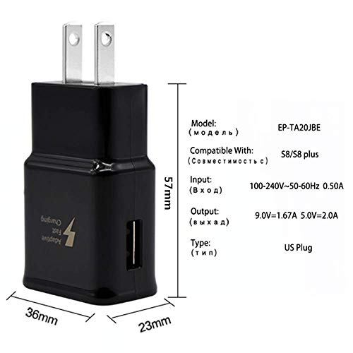 Adaptive Fast Wall Charger Adapter with USB Type C to A Cable Cord Compatible Samsung Galaxy S10 / S9 / S9+ / S8 / S8 Plus/Active/Note 8 / Note 9 and More