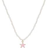 Starfish Fish Toggle Necklace Boho Colorful Pearl Beaded Necklace Summer Coastal Beachy Beach Hawaiian Choker for Women Men