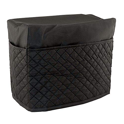 Everything Mary Black Quilted Sewing Machine Cover - Dust Cover Protector That Fits Most Standard Brother & Singer Machines - Collapsible with Storage Pocket
