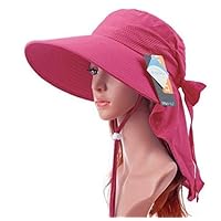 JIAKAI Adjustable Quick-Drying UV SPF Outdoor Sun Hats /50+ Large Brim Visor/Sand Beach Sun Hat for Women with Ponytail Packable Sun Protection Cap (Hot Pink)