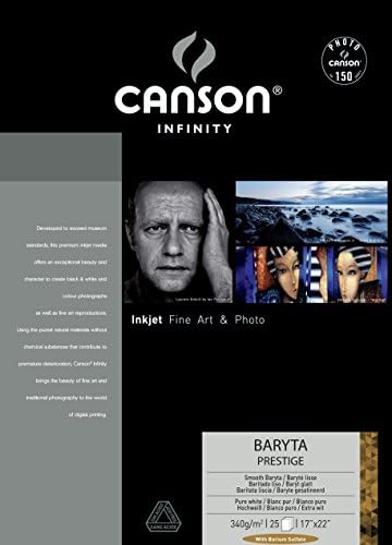Canson Infinity Baryta Prestige 43.2 x 55.9 cm 340 gsm Smooth White Inkjet Paper (Box of 25 Sheets)