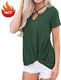 Queensheero Women’s Casual Summer Short Sleeve Tops Criss Cross T Shirts Twist Knot Tee Blouses