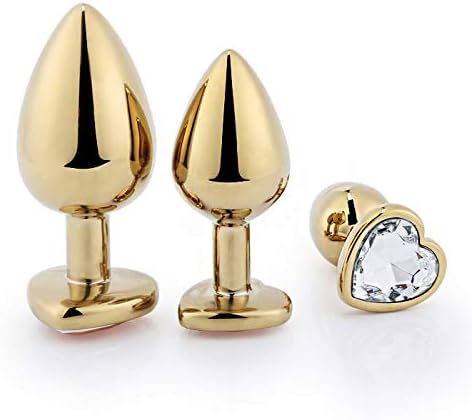 Gantian White Heart Shape Rhinestone Metal 3Pcs Training Set A'mal P'lug for Men for Women