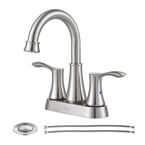 PARLOS Swivel Spout 2Handle Lavatory Faucet Brushed Nickel Bathroom Sink Faucet with Metal Pop