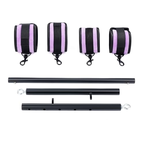 Heavy Duty Stainless Steel Expandable Spreader Bar with 4pcs Furry PU Purple photo 10