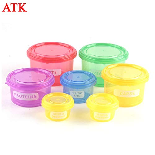 ATK 7pcs/set Portions Lunch Cute Box Control Containers Food Storage