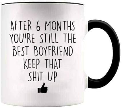 Amazon Co Jp Younique Designs 6ヶ月記念コーヒーマグ ボーイフレンド用 11オンス ホワイト 6ヶ月 記念日ギフト ホーム キッチン