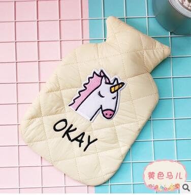 FOURETAW 1 Piece Creative Cartoon Kawaii Smiling Face Animal Dog Cat Bear Unicorn Hand Feet Warming Hot Water Bottles Bag