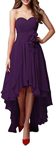 JY FASHION Women's Bandeau Hi-lo Party Swing Bridesmaid Dress Evening Grown Purple US 16