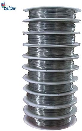 CraftDev Metal Wire for Art & Crafts Work, DIY Jewellery Making and Beading (0.5mm Silver 10mtr X 10 Rolls)