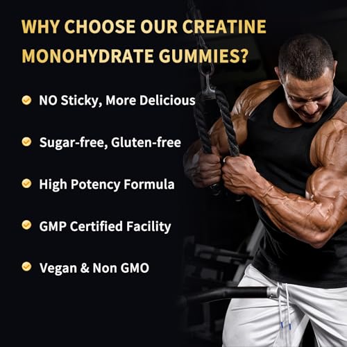 OUYIYUA Creatine Monohydrate Gummies 5000mg for Men & Women - Sugar Free Pre-Workout Supplement, Chewables for Muscle Strength, Muscle Builder, Energy Boost, Mixed Berry Flavor, 120 Count