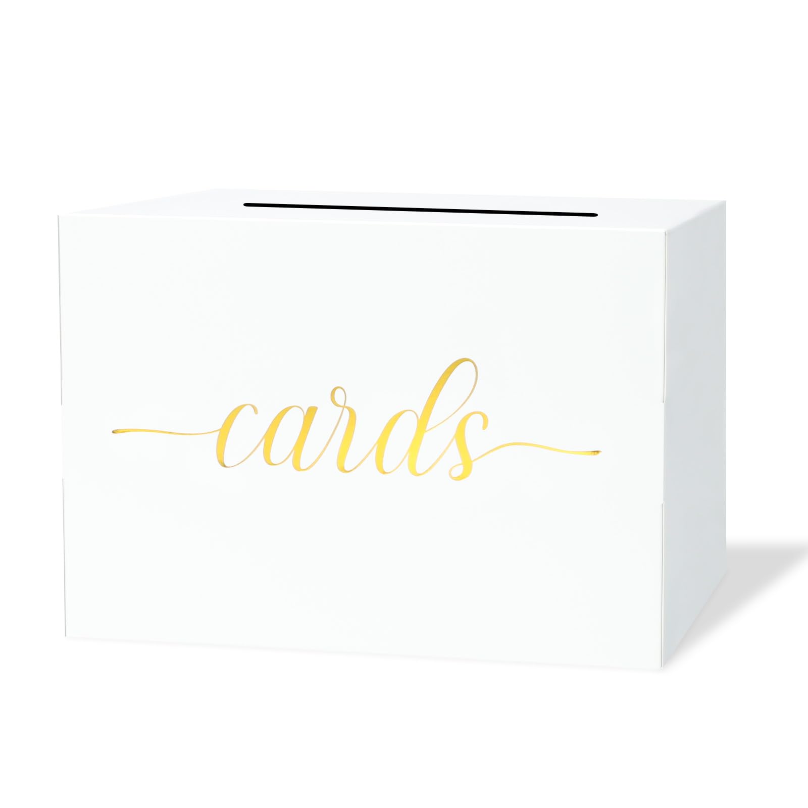 Photo 1 of Mulbozy White Wedding Card Box, Gift Cards Box Holder with Gold Foil Design for Wedding Receptions, Bridal & Baby Showers, Graduations, Voting, Donate Money, Retirements, Anniversaries
