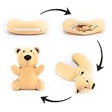 Teddy Bear Neck Pillow/Stuffed Animal Travel Pal by Satellas Perfect Travel Pillow for Any Age - Converts from Neck Pillow to Stuffed Animal