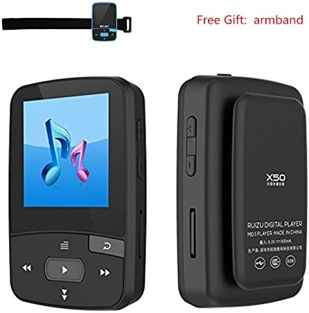 Original RUIZU X50 Mini Sport Clip mp3 Player Bluetooth 8GB Lossless Music Player Support TF Card, FM Radio, Recording, E-Book(Black)
