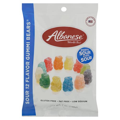 ALBANESE 12 SOUR FLAVORS GUMMY BEARS 7 OZ.12