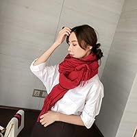 LLSDLS Autumn and Winter Solid Color Imitation Cashmere Ladies Air Conditioning Scarf Shawl Dual-use Thick Warm Summer (Color : Red, Size : 65205cm)