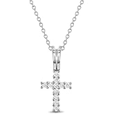 925 Sterling Silver 16" Clear Cubic Zirconia Shiny Cross Necklace for Babies & Young Girls - Timeless & Bright CZ Cross Charm Necklaces for Little Girls - Elegant Cross Jewelry for Infants & Toddlers