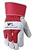 Wells Lamont Leather Work Gloves with Safety Cuff, Double Palm, Split Cowhide, One Size (4050) , Black , Large , Red