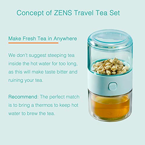 ZENS Travel Tea Set,Tritan Portable Teapot Infuser Set for One with