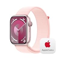 Apple Watch Series 9 [GPS + Cellular 45mm] Smartwatch with Pink Aluminum Case with Pink Sport Loop, Carbon Neutral with AppleCare+ (2 Years)