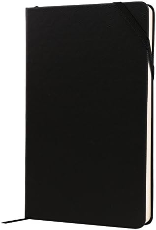 Small Pocket Notebook Journal - Mini Collective Black Twill Hard Cover Classic Writing Notebook with Thick Plain Paper, Inner Pocket, 3.9 x 5.7 in Diary by URSUNSHINE