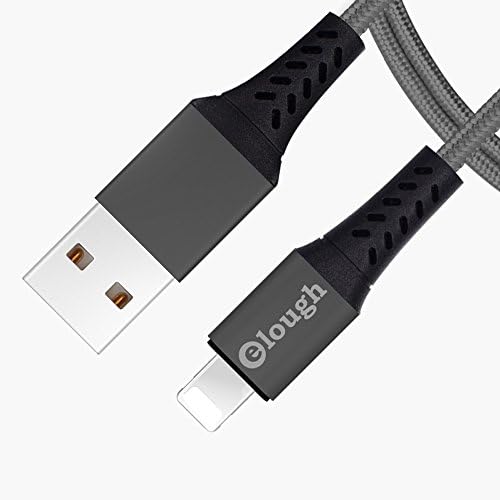 Elough USB Charger Cable 5ft 6ft 10ft Bending Protection Nylon Braided USB Data Cable for Apple iPhone 5 5s 5C 6 6s 7 for 3-pack (Gray 3-pack, 6ft)