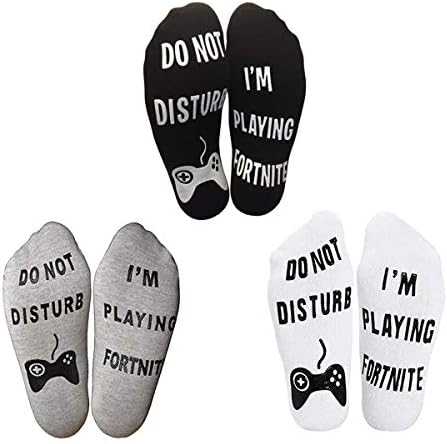 JOLOS 'Do Not Disturb' I'm Playing Fortnite' Funny Ankle Socks for Men Kids Boys- Great Gamer Gift For Fornite Lovers