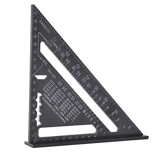 Regla triangular Viga de aluminio Cuadrado Carpintería Regla de medición Regla de forma Transportador cuadrado Herramienta de medición de alta precisión para ingeniero carpintero, herramienta de diseño 0 ~ 7 pulgadas 90 °
