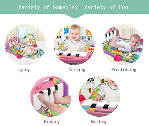 WYSWYG Baby Gym Jungle Musical Play Mats for Floor, Kick and Play Piano Gym Activity Center with Music, Lights, and Sounds Toys for Infants and Toddlers Aged 0 to 6 12Months Old (Pink) - Thumbnail 5