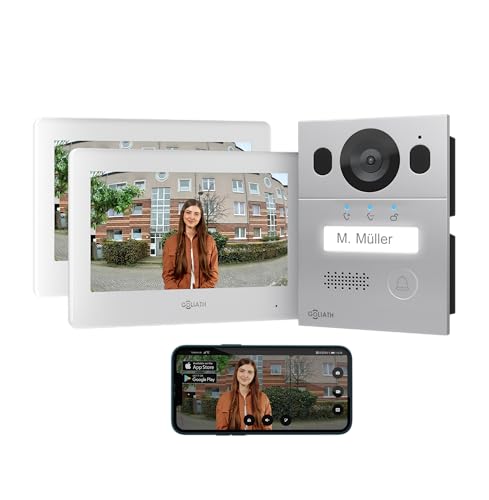 Goliath® Video Door Phone 2 Monitors [Monitor 7"] Automatic Door Phone with Camera - 2 Wire Video Intercom - Camera Telefonillo - Video Intercom - Vandal Proof and Climate - Recessed